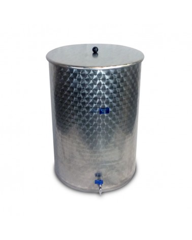 Stainless steel tank with flat bottom and dust cover