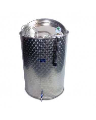 Stainless steel tank with flat bottom and floating lid