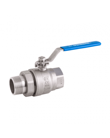 Full bore ball valve with two-piece fitting