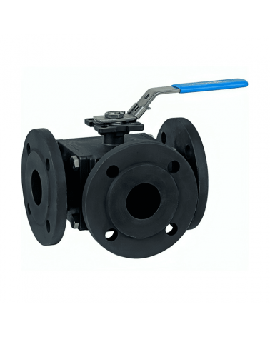 Full bore 3 way ball valve "L" type made of carbon steel