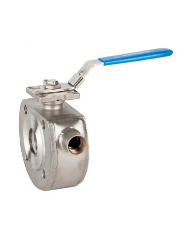 Wafer type full bore stainless steel ball valve with heating chamber