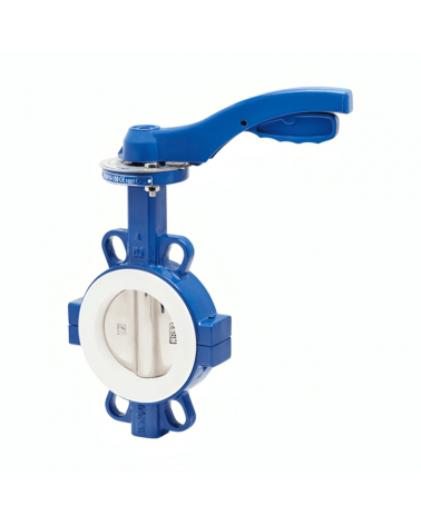 Wafer type butterfly valve with flanged mounting