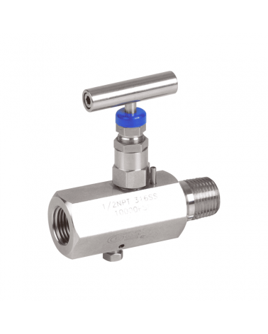 Needle valve (6,000 lbs) made of stainless steel with bleed-off