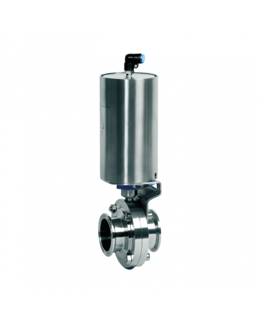 Butterfly valve Clamp ends with single-acting pneumatic actuator