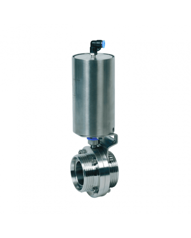 Butterfly valve threaded ends with single-acting pneumatic actuator