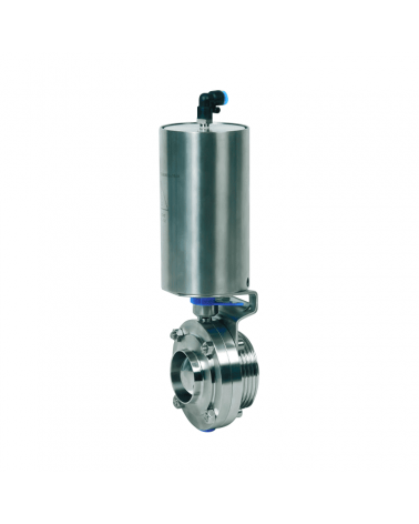 Butterfly valve threaded/welding ends with single-acting pneumatic actuator
