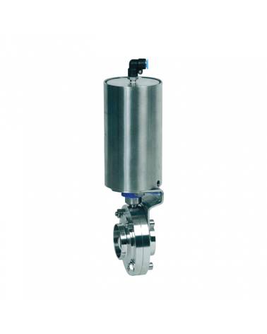 Butterfly valve weld/weld ends with single-acting pneumatic actuator
