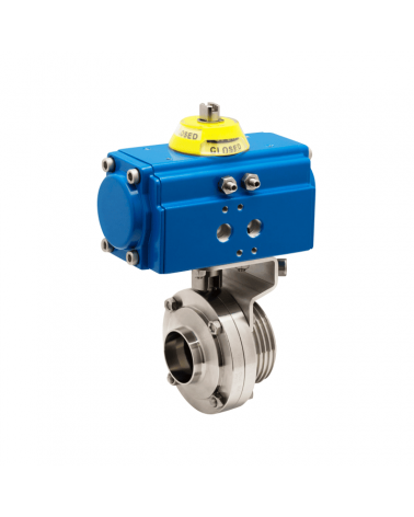 Butterfly valve threaded/welding ends with single-acting pneumatic actuator
