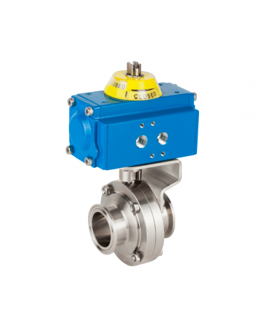 Vàlvula papallona extrems Clamp amb actuador pneumàtic de simple efecte