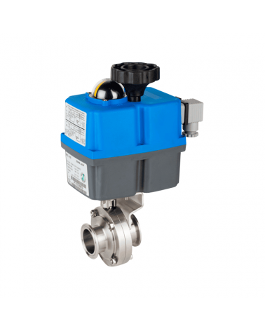 Butterfly valve Clamp ends with single-phase electric actuator