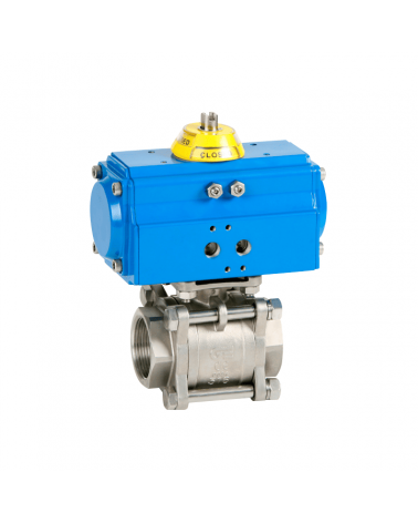 3-piece ball valve with single-acting pneumatic actuator