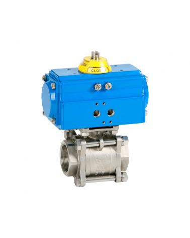 Socket Weld 3-piece ball valve with single-acting pneumatic actuator