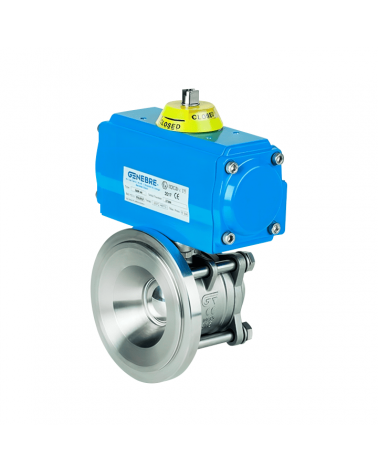 Full bore ball valve bottom of tanks with single-acting pneumatic actuator