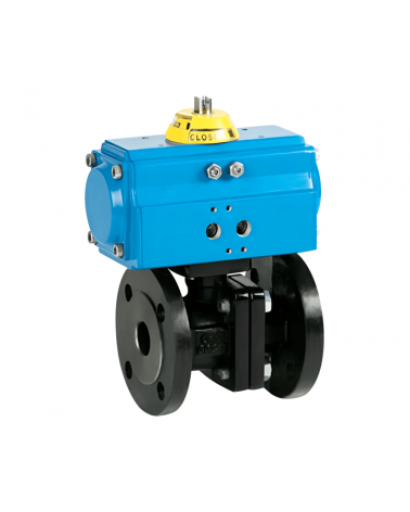 Flanged 2-piece ball valve with single-acting pneumatic actuator