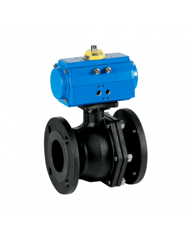 Flanged 2-piece ball valve with single-acting pneumatic actuator