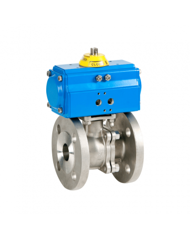 Flanged 2-piece ball valve with single-acting pneumatic actuator