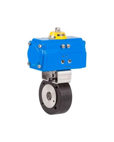 1-piece Wafer type ball valve with single-acting pneumatic actuator