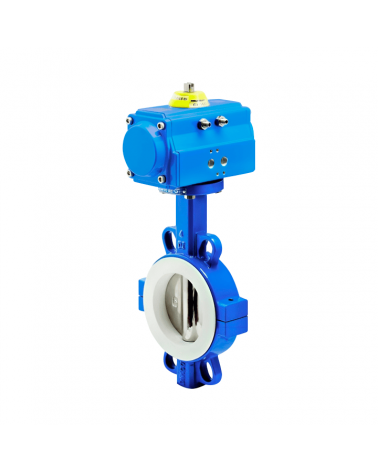 Wafer type butterfly valve with single-acting pneumatic actuator