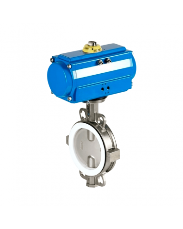 Stainless steel Wafer type butterfly valve with double-acting pneumatic actuator