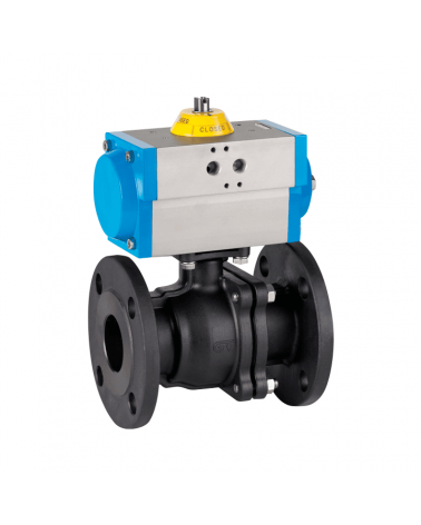 2-piece flanged ball valve with single-acting pneumatic actuator