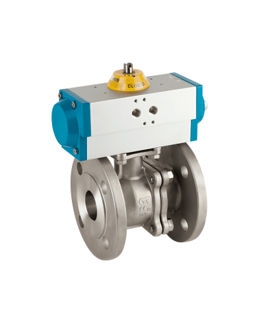 2-piece flanged ball valve with single-acting pneumatic actuator