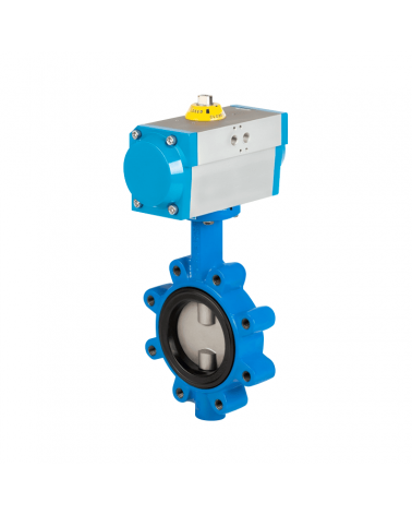 Butterfly valve type LUG (DIN flanges) with single-acting pneumatic actuator