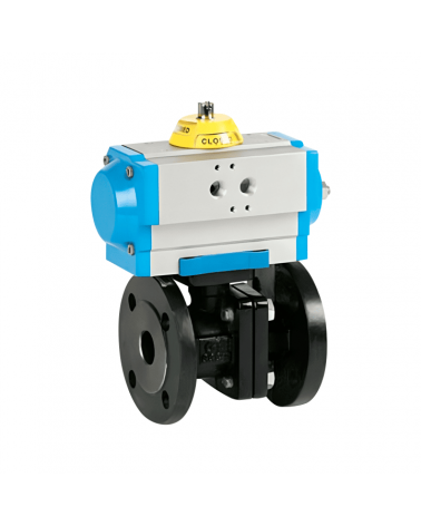 2-piece flanged ball valve with double-acting pneumatic actuator