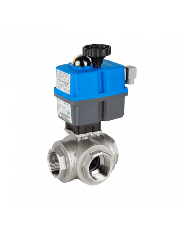 3-way ball valve "L" with single-phase electric actuator