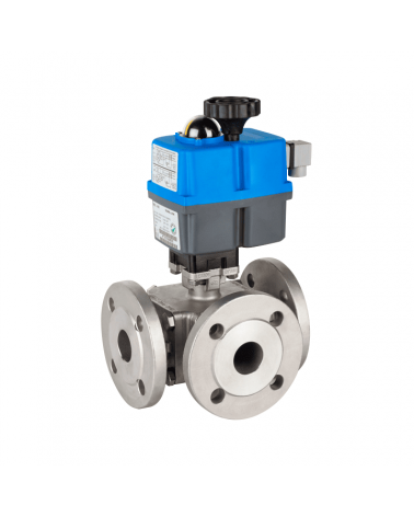 3-way flanged ball valve "L" with single-phase electric actuator
