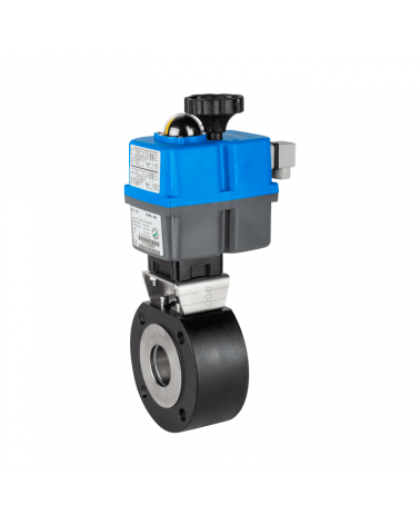 1-piece Wafer type ball valve with single-phase electric actuator