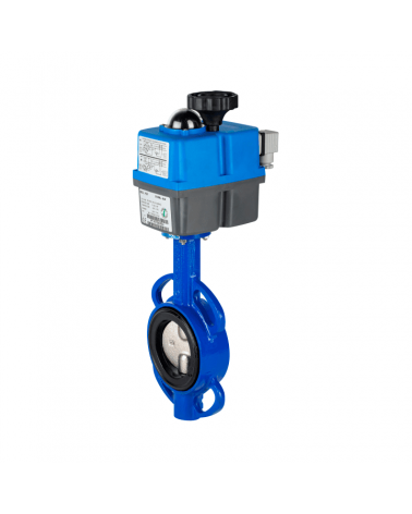 Wafer type butterfly valve with single-phase electric actuator