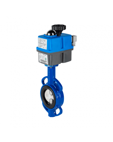 Wafer type butterfly valve with single-phase electric actuator
