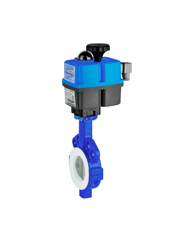 Wafer type butterfly valve with single-phase electric actuator