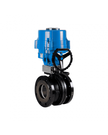 Flanged 2-piece ball valve with three-phase electric actuator