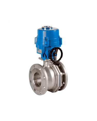 Flanged 2-piece ball valve with three-phase electric actuator