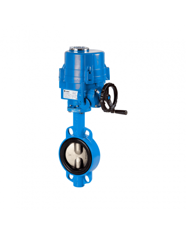 Wafer butterfly valve with three-phase electric actuator