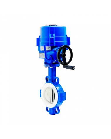 Wafer type butterfly valve with three-phase electric actuator