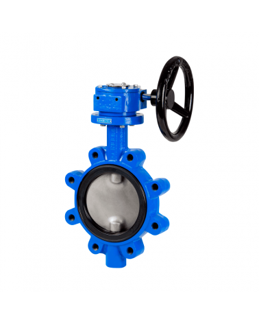 Lug type ball valve with manual gearbox and EN 1092 flanged mounting − nodular cast iron body