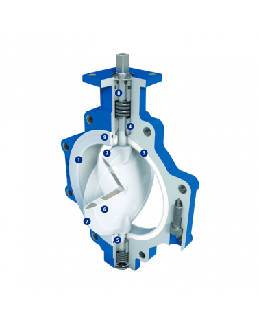 Acris® Wafer type butterfly valve with PFA liner