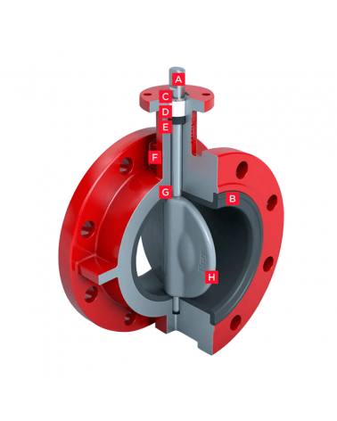 Resilient seated double flanged butterfly valve − series 3A/3AH