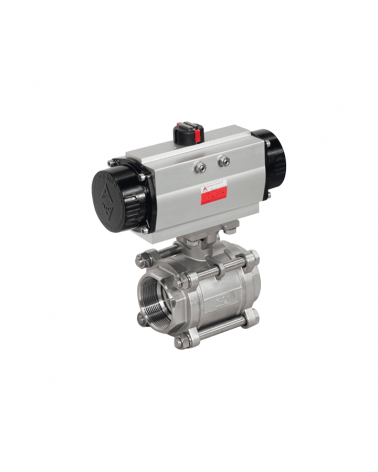 3 piece full bore ball valve with single-acting pneumatic actuator