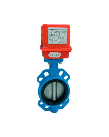 Wafer type butterfly valve with single phase electric actuator