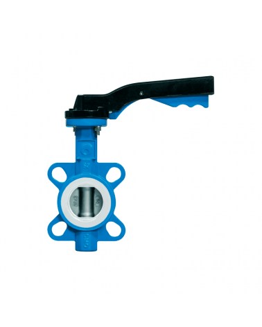 Wafer butterfly valve with centred shaft