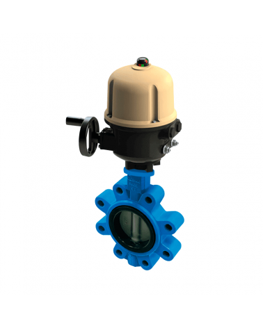 Lug type butterfly valve with three phase electric actuator