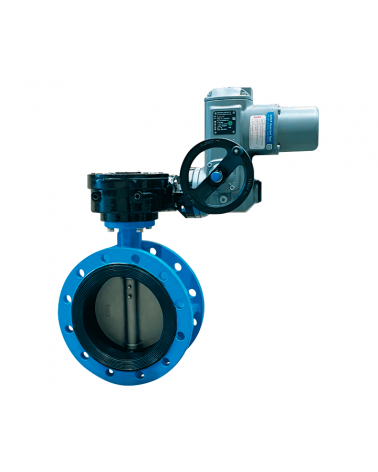 Double flanged butterfly valve with centered shaft