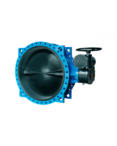 Double flanged butterfly valve with centered shaft